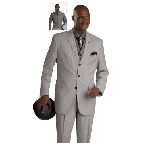 E. J. Samuel Black Striped Suit M2624
